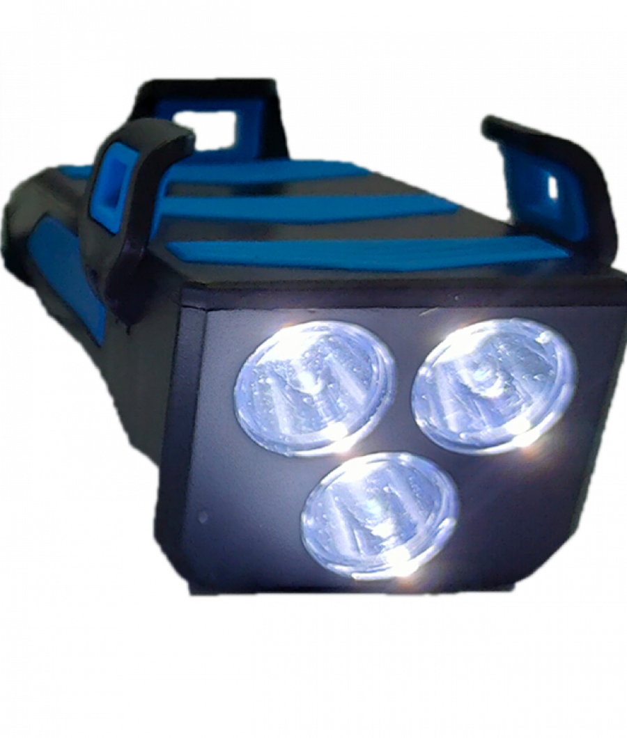 Lampa SILVIS iluminat fata 3 lumini Claxon Suport telefon mufa incarcare ALBASTRU